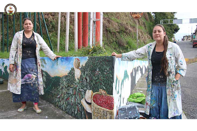 Mural del proceso del café engalana la entrada a Calarcá