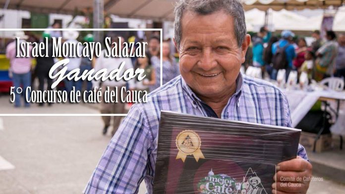 Israel Moncayo Salazar, caficultor del municipio de Sotará, es el gran ganador del 5° Concurso y Feria de Cafés de Alta Calidad del Cauca.